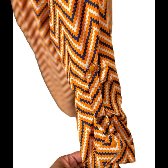 Live 4 Truth Sz 1x orange blue white chevron pattern top high low 3/4 sleeve - Picture 10 of 14